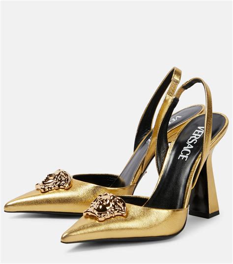 versace la medusa leather slingback pumps|Versace Medusa 95 sandals.